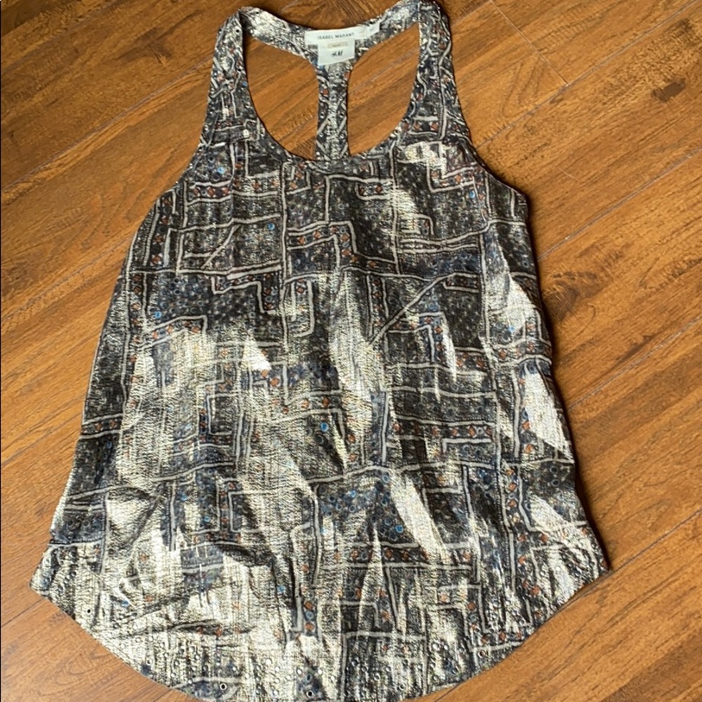 Shimmer patterned sheer tank top